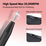 MelodySusie Electric Nail Drill Machine 11 in 1 Kit, Portable Electric Nail File Efile Set for Acrylic Gel Nails, Manicure Pedicure Tool with Nail Drill Bits Sanding Bands Dust Brush, Gold - Image 2